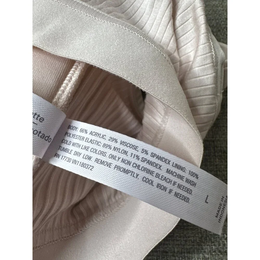 Auden Womens Light Pink Ribbed Wireless Padded Bra Large w/ Adjustable Straps